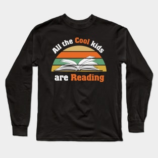 All the cool kids are reading retro bookworm gift Long Sleeve T-Shirt